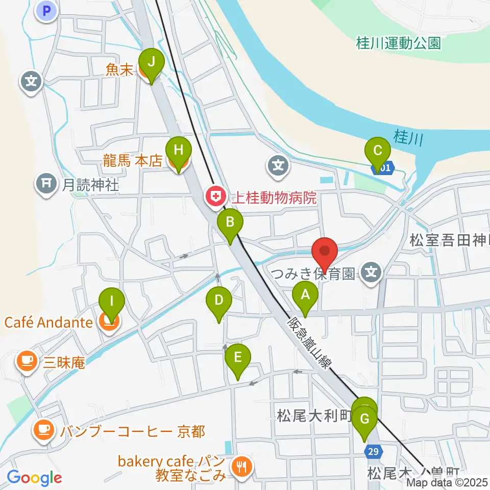有限会社 永野ピアノ周辺のファミレス・ファーストフード一覧地図