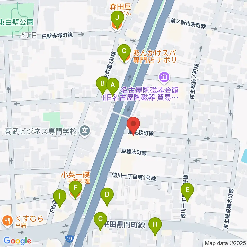 徳川センター ヤマハミュージック周辺のファミレス・ファーストフード一覧地図