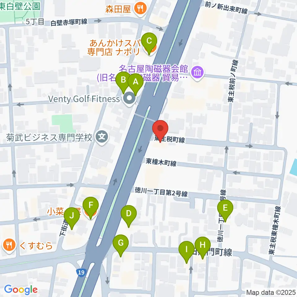 徳川センター ヤマハミュージック周辺のファミレス・ファーストフード一覧地図
