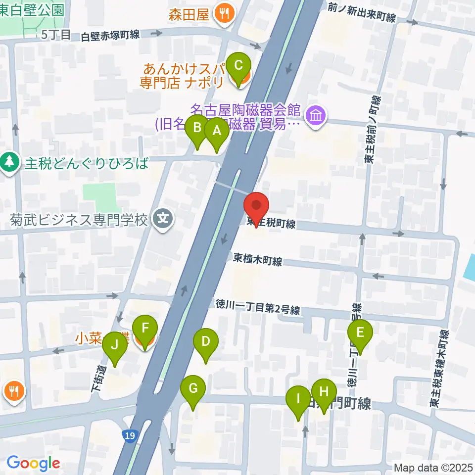 徳川センター ヤマハミュージック周辺のファミレス・ファーストフード一覧地図