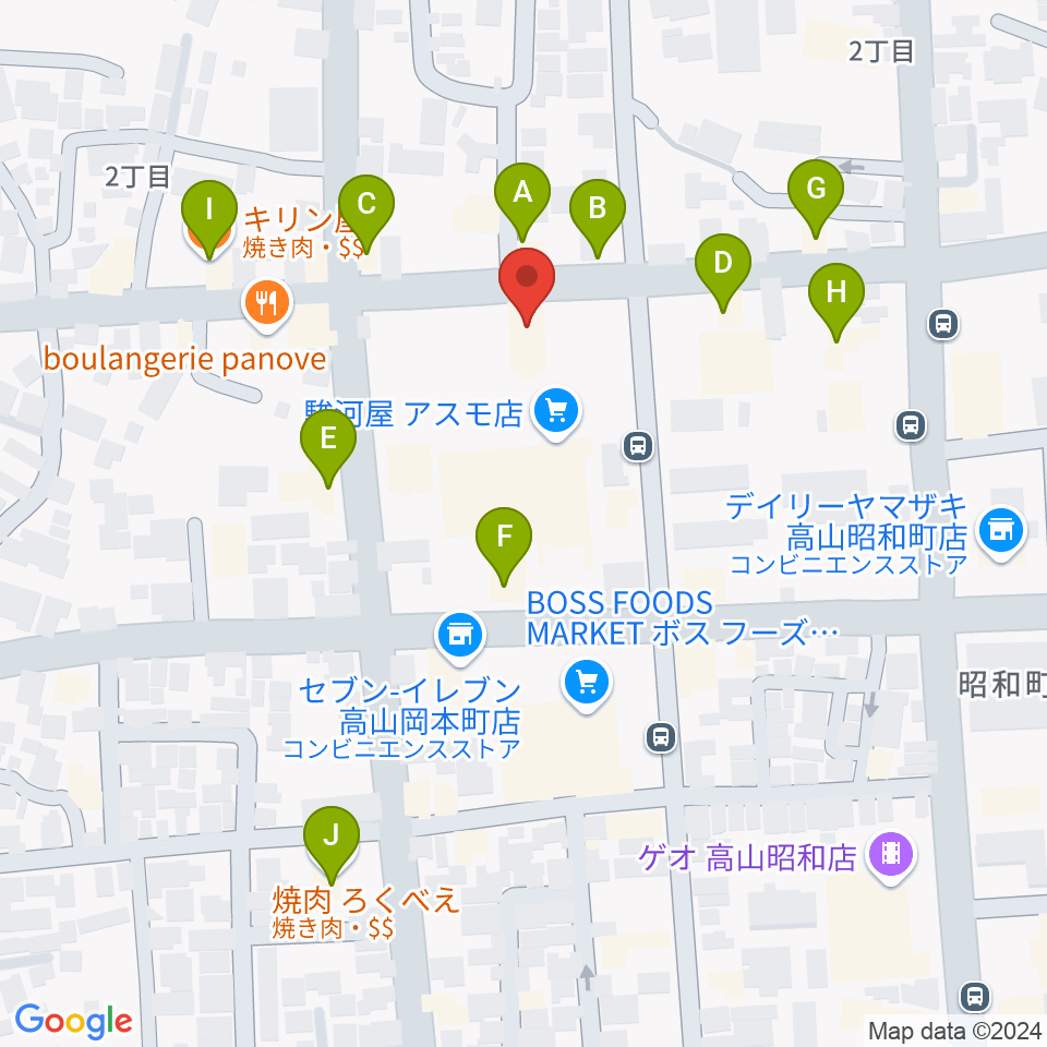 コサカ楽器カルパティオ店周辺のファミレス・ファーストフード一覧地図