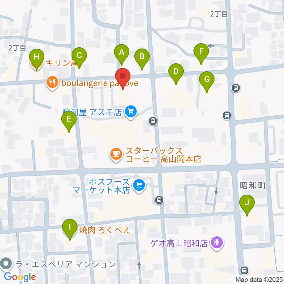 コサカ楽器 カルパティオ店周辺のファミレス・ファーストフード一覧地図