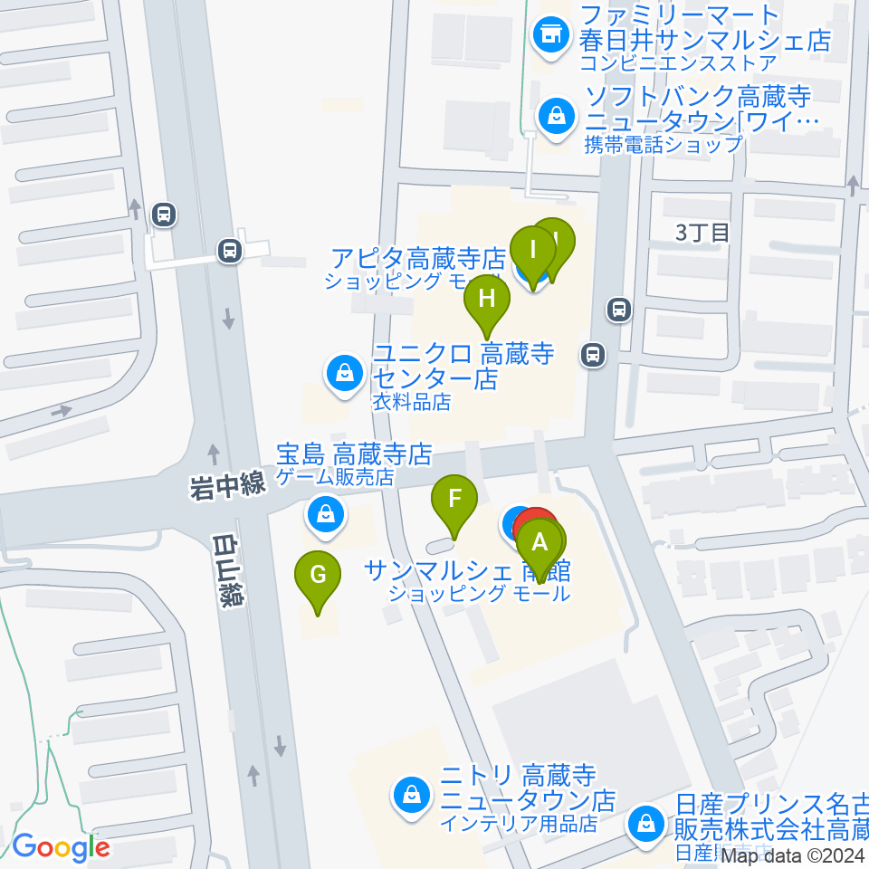 サンマルシェセンター ヤマハミュージック周辺のファミレス・ファーストフード一覧地図