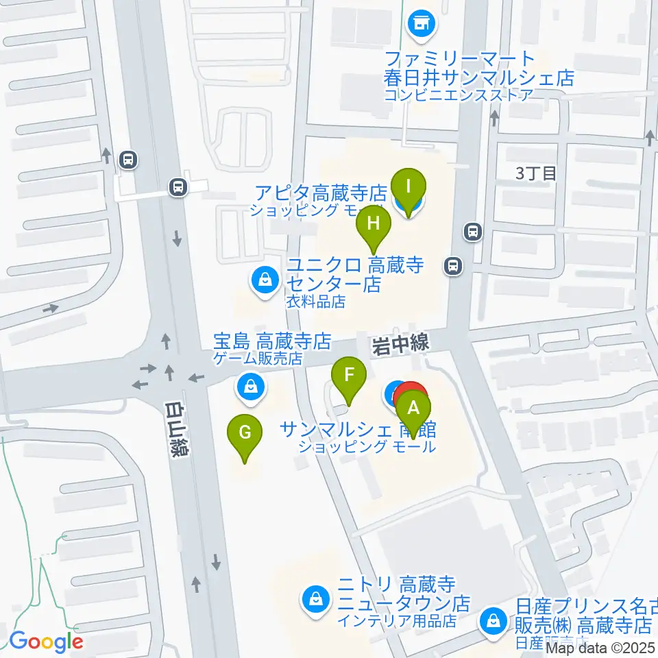 サンマルシェセンター ヤマハミュージック周辺のファミレス・ファーストフード一覧地図