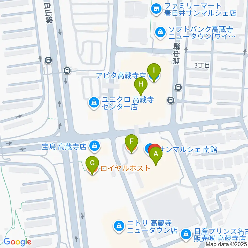 サンマルシェセンター ヤマハミュージック周辺のファミレス・ファーストフード一覧地図