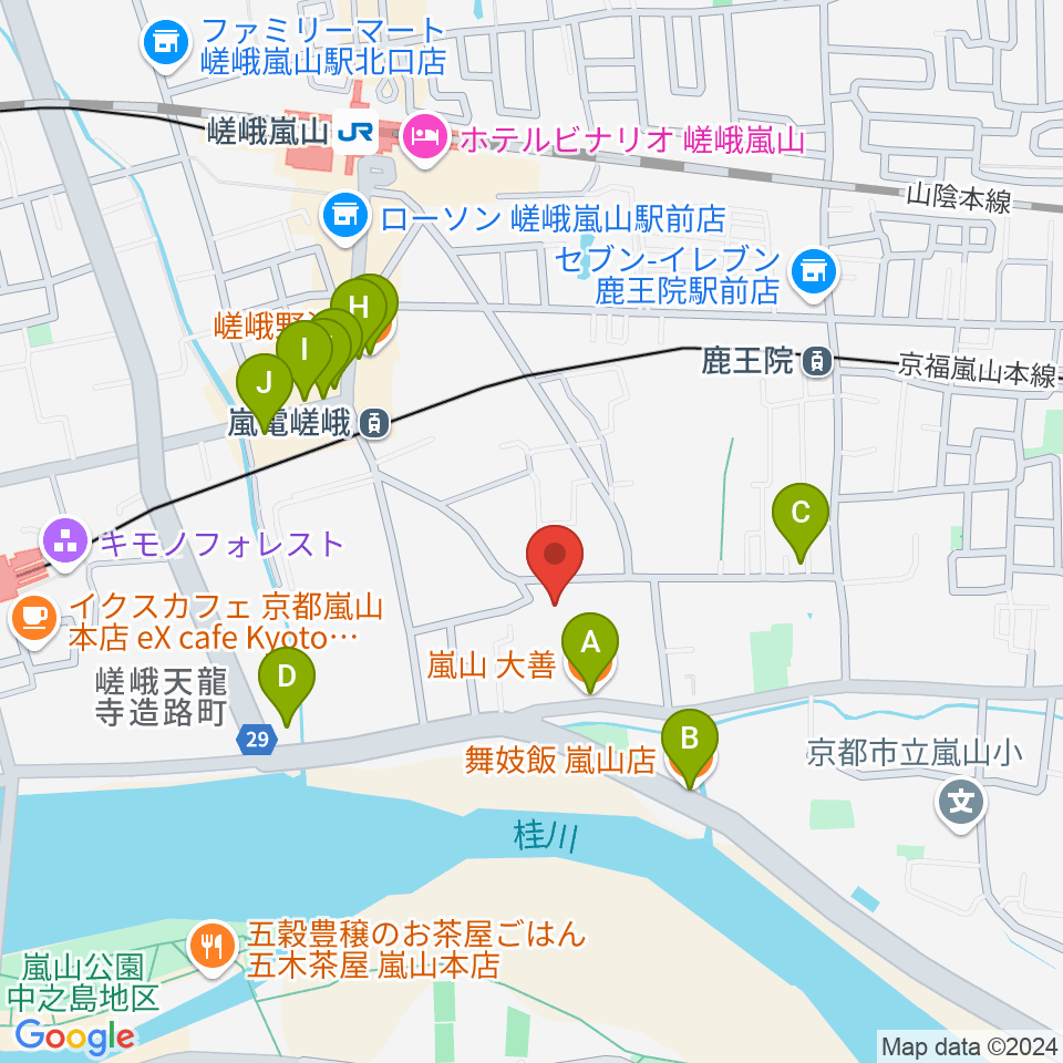 ピアノヨシカワ周辺のファミレス・ファーストフード一覧地図