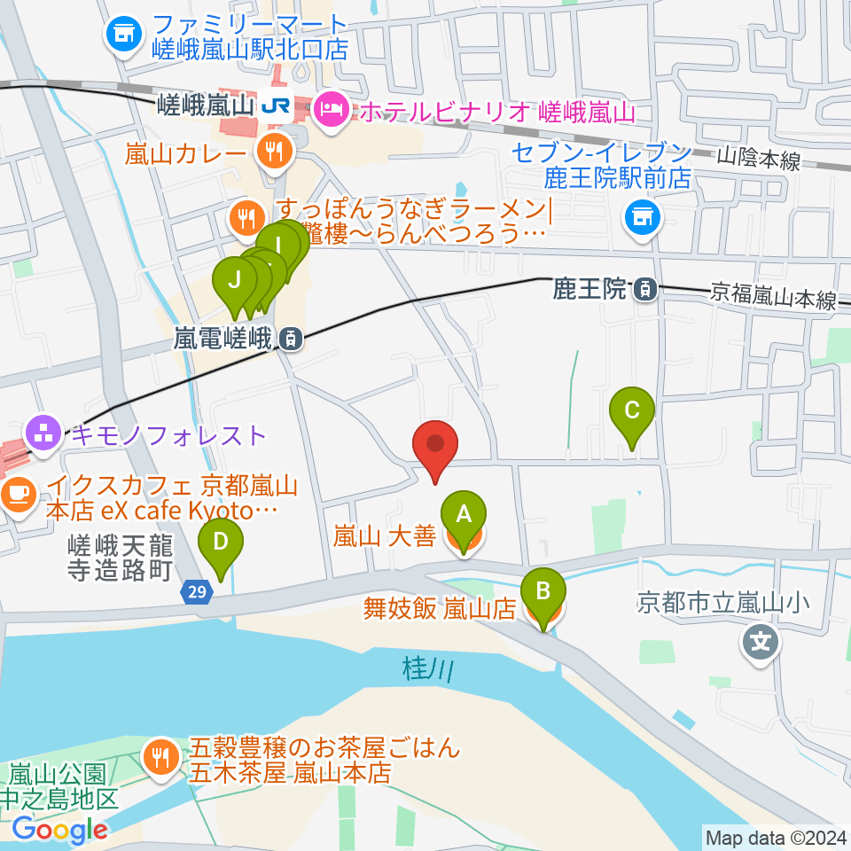 ピアノヨシカワ周辺のファミレス・ファーストフード一覧地図