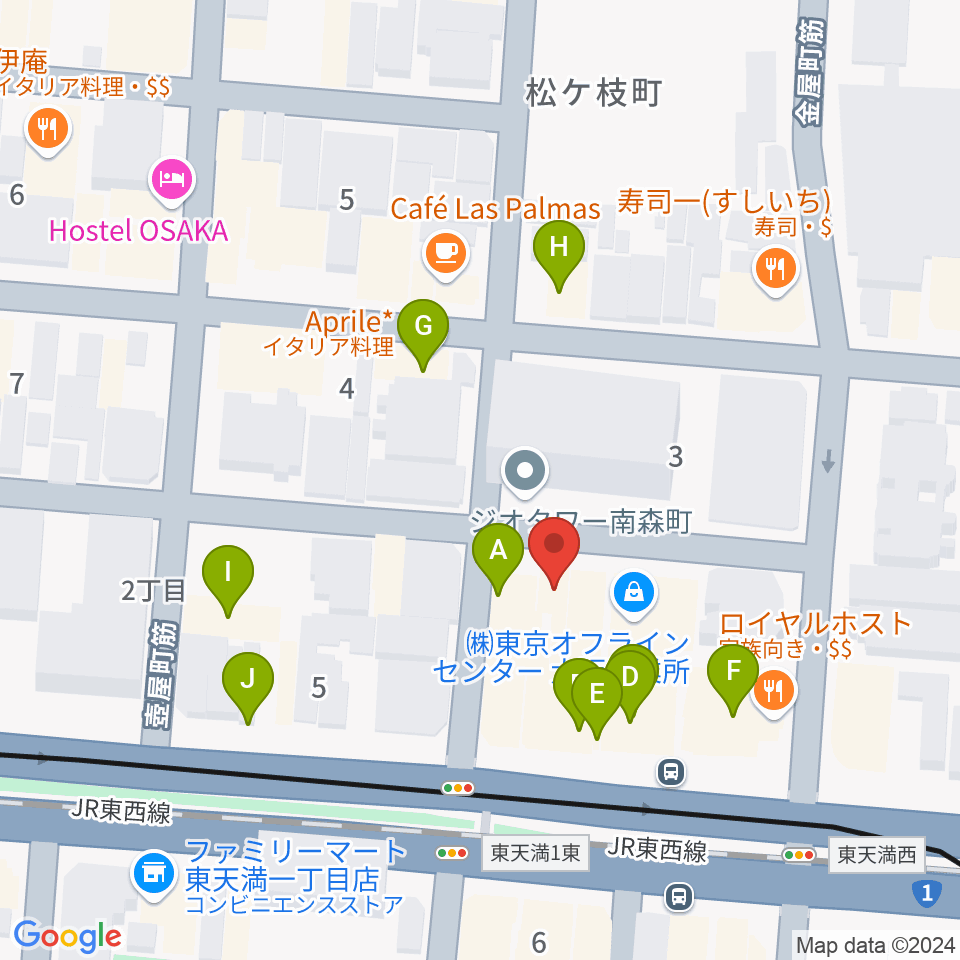 フレット楽器ヤマサキ周辺のファミレス・ファーストフード一覧地図