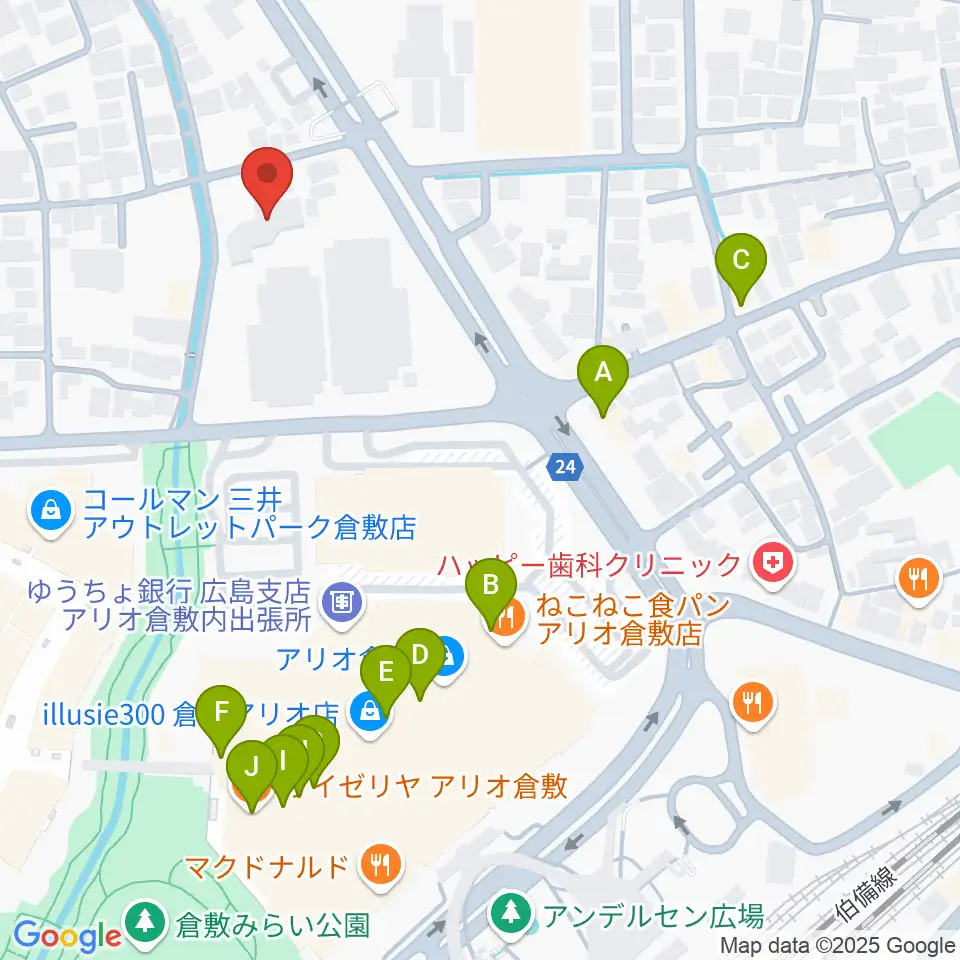 伊丹典子マンドリン教室周辺のファミレス・ファーストフード一覧地図
