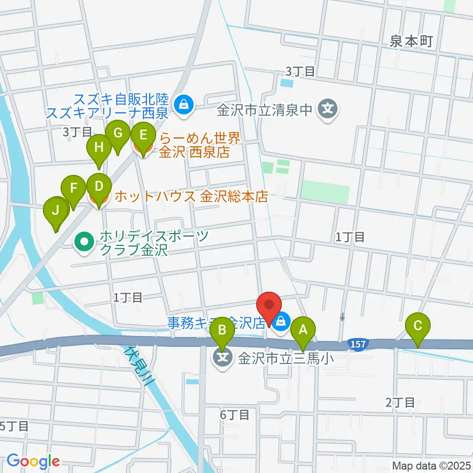 開進堂楽器 MPC金沢周辺のファミレス・ファーストフード一覧地図