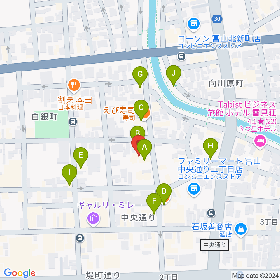 MPC富山周辺のファミレス・ファーストフード一覧地図