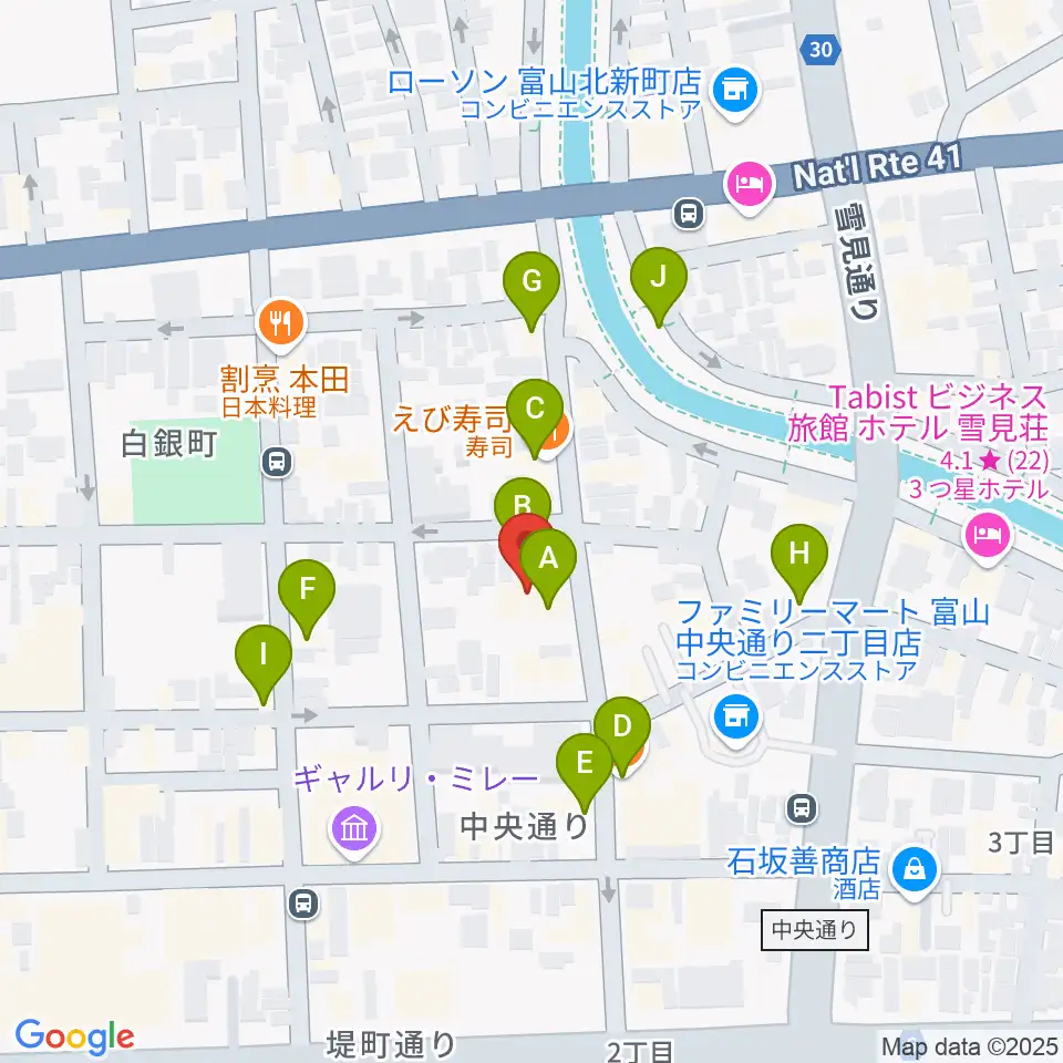 MPC富山周辺のファミレス・ファーストフード一覧地図