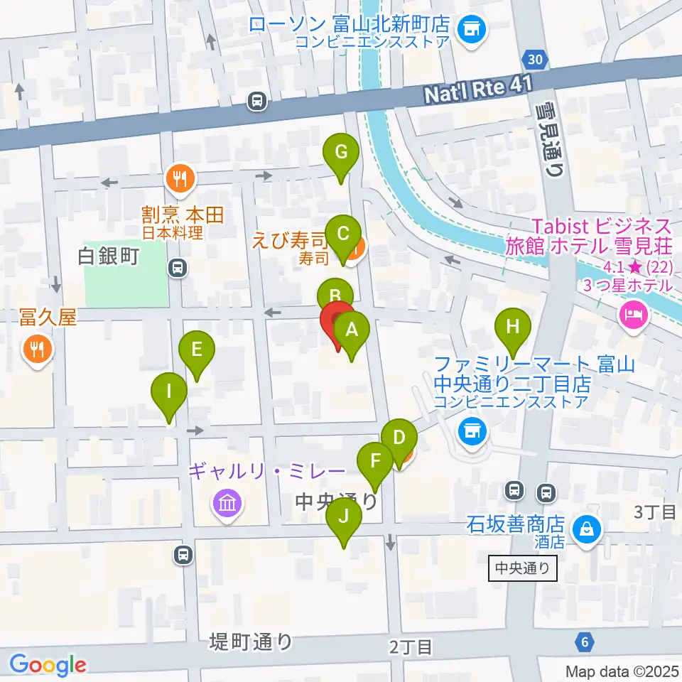 MPC富山周辺のファミレス・ファーストフード一覧地図