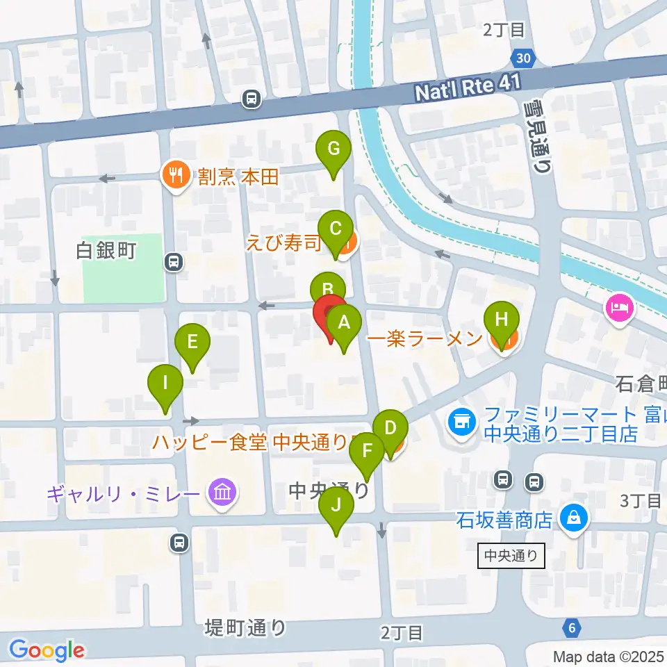 MPC富山周辺のファミレス・ファーストフード一覧地図