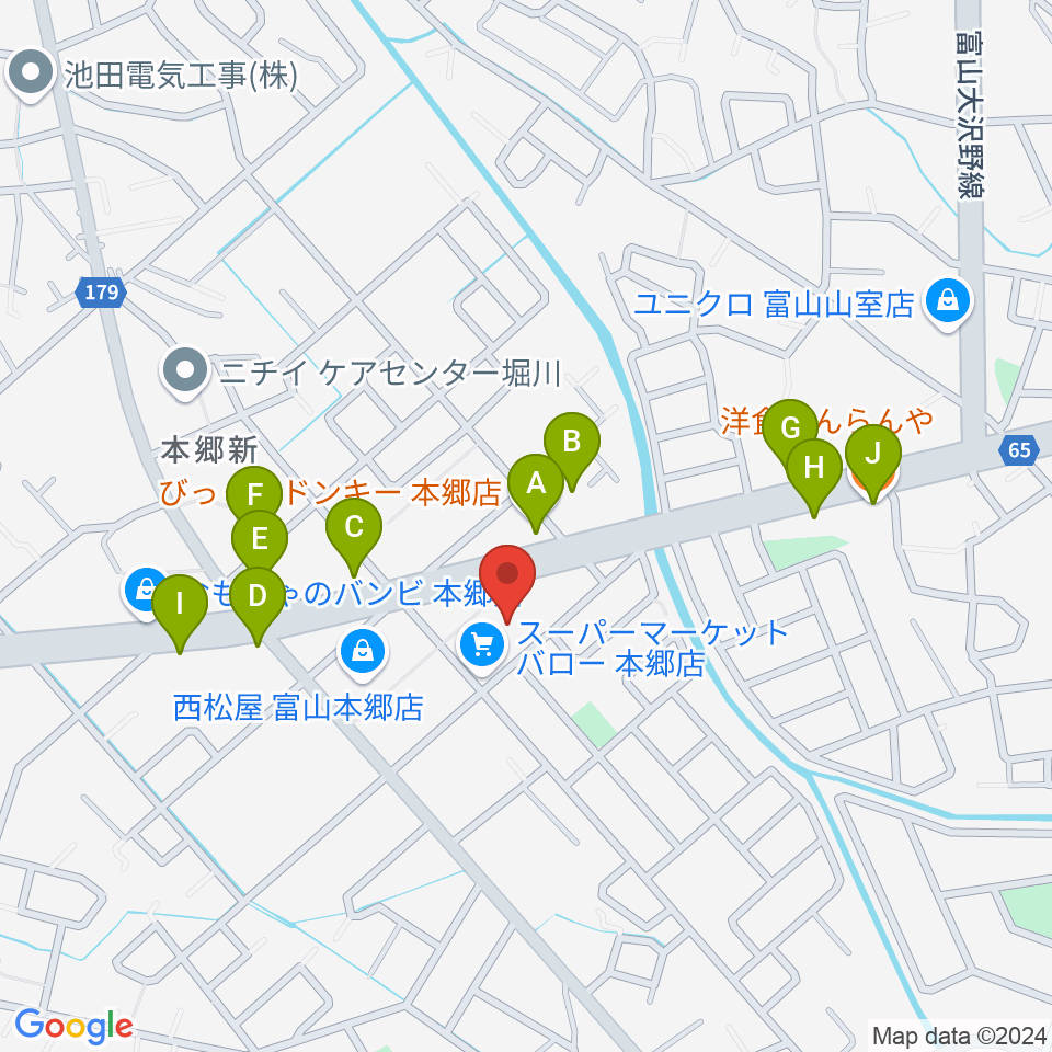 開進堂楽器 MPC富山南周辺のファミレス・ファーストフード一覧地図