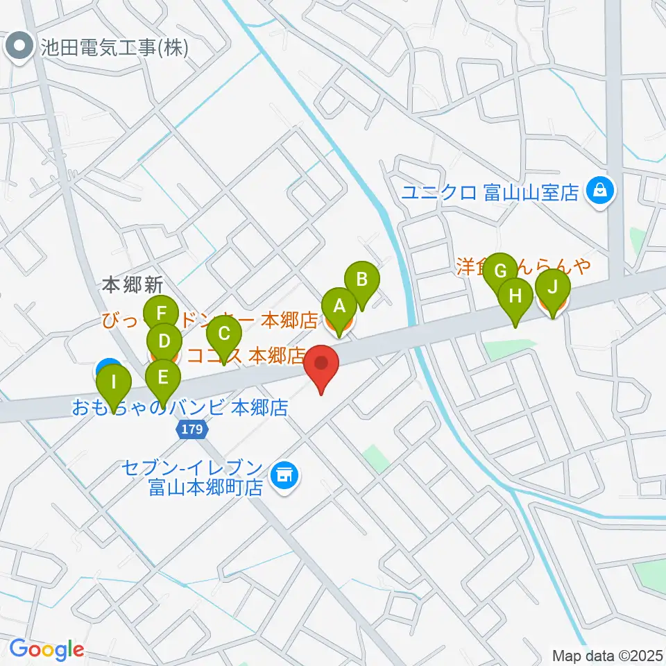 開進堂楽器 MPC富山南周辺のファミレス・ファーストフード一覧地図