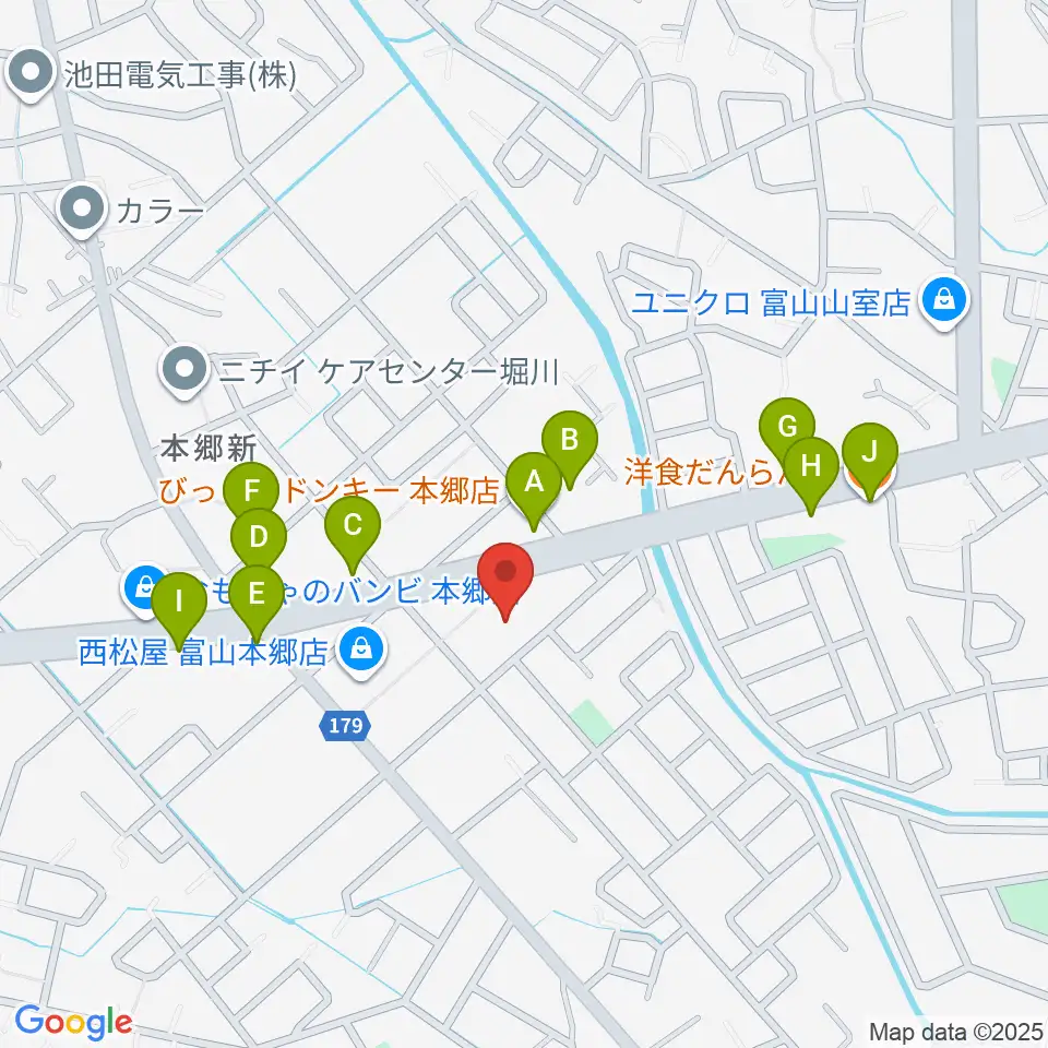 開進堂楽器 MPC富山南周辺のファミレス・ファーストフード一覧地図