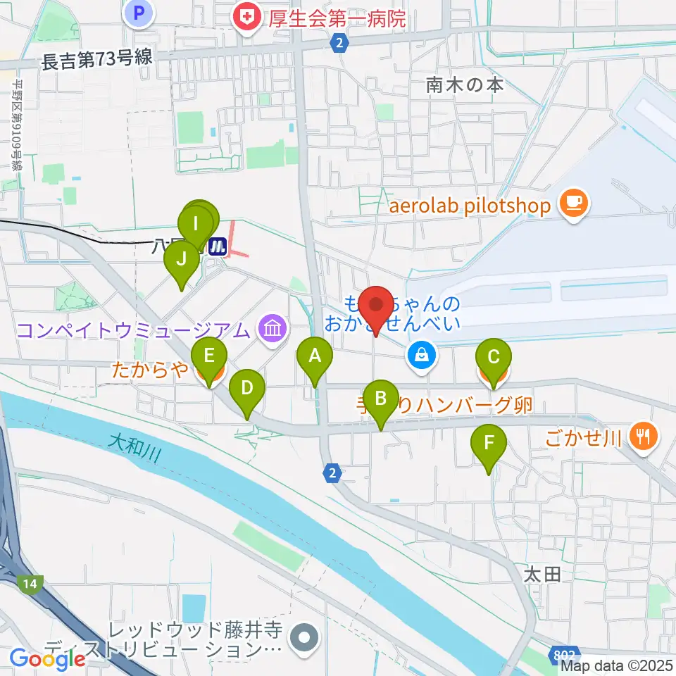 丸岡太鼓店周辺のファミレス・ファーストフード一覧地図