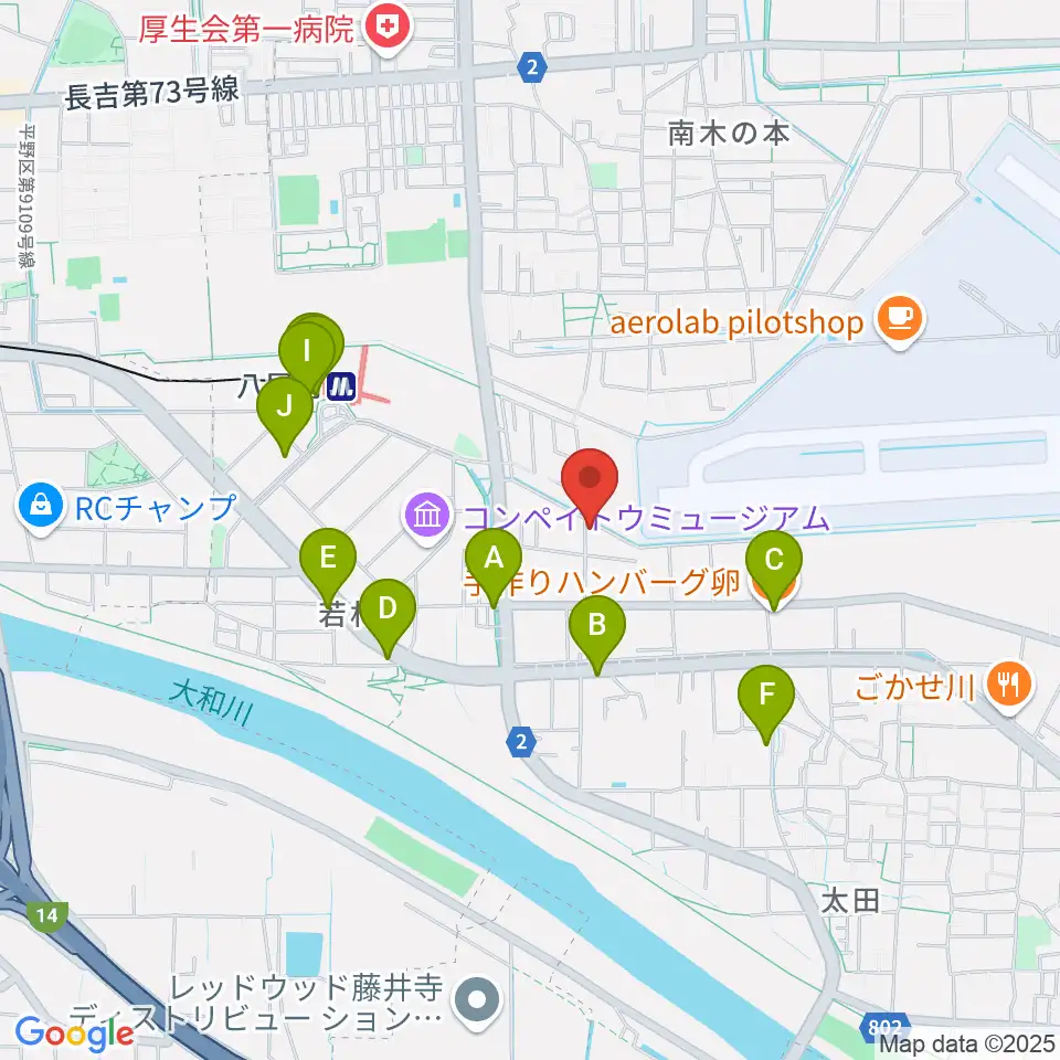丸岡太鼓店周辺のファミレス・ファーストフード一覧地図