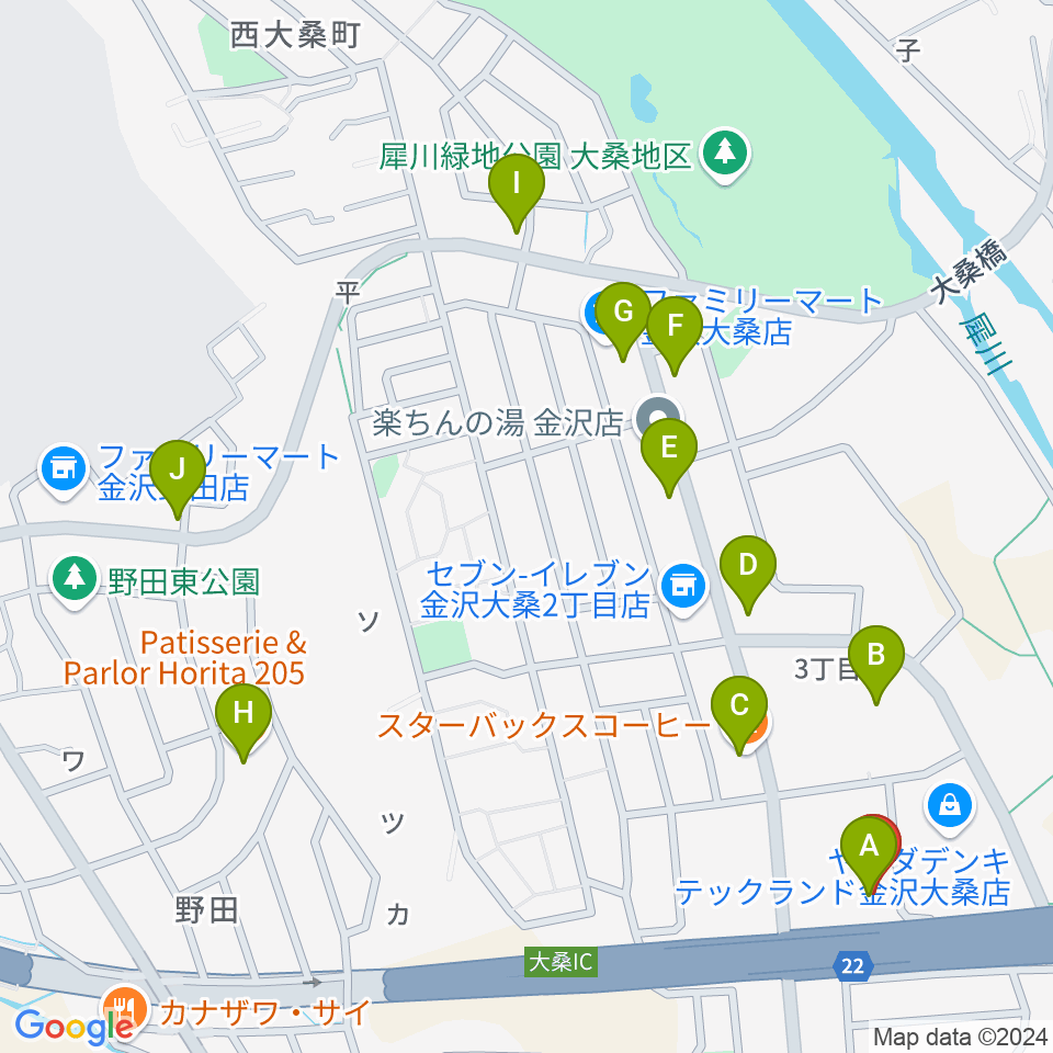 開進堂楽器 MPC大桑周辺のファミレス・ファーストフード一覧地図