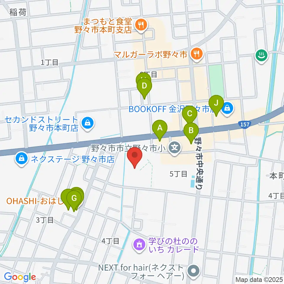 野々市市文化会館フォルテ周辺のファミレス・ファーストフード一覧地図