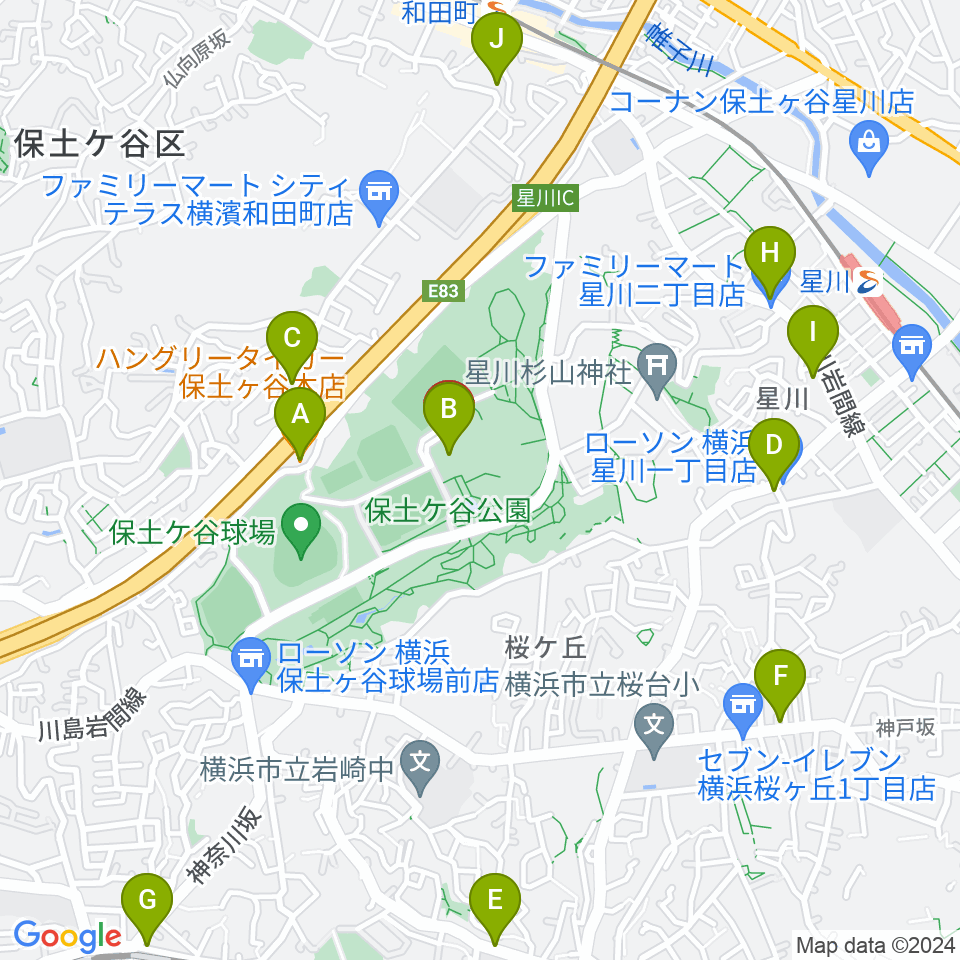 かながわアートホール スタジオ周辺のファミレス・ファーストフード一覧地図