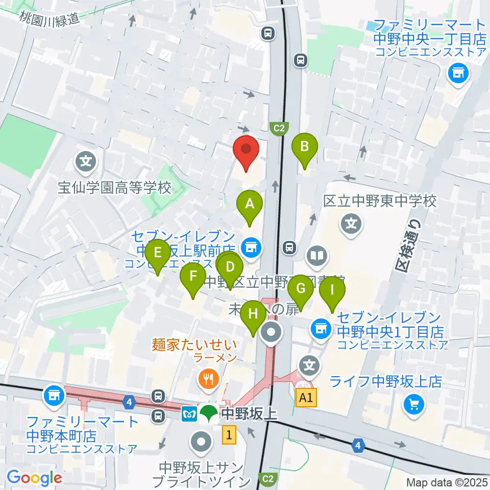 D,IOS中野坂上スタジオ周辺のファミレス・ファーストフード一覧地図