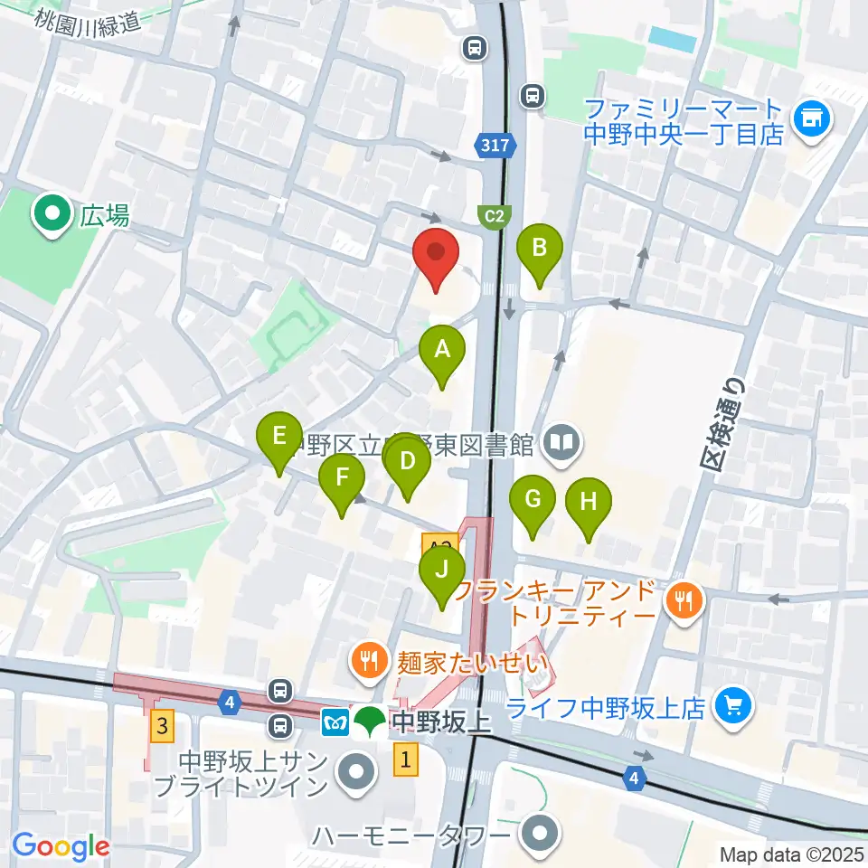 D,IOS中野坂上スタジオ周辺のファミレス・ファーストフード一覧地図