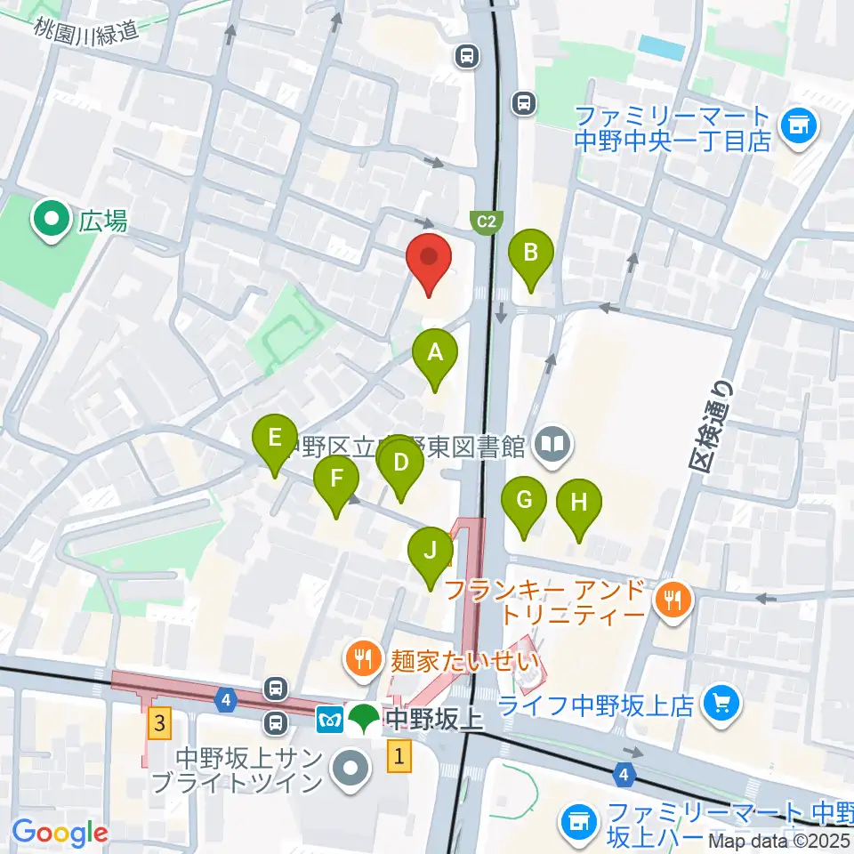 D,IOS中野坂上スタジオ周辺のファミレス・ファーストフード一覧地図