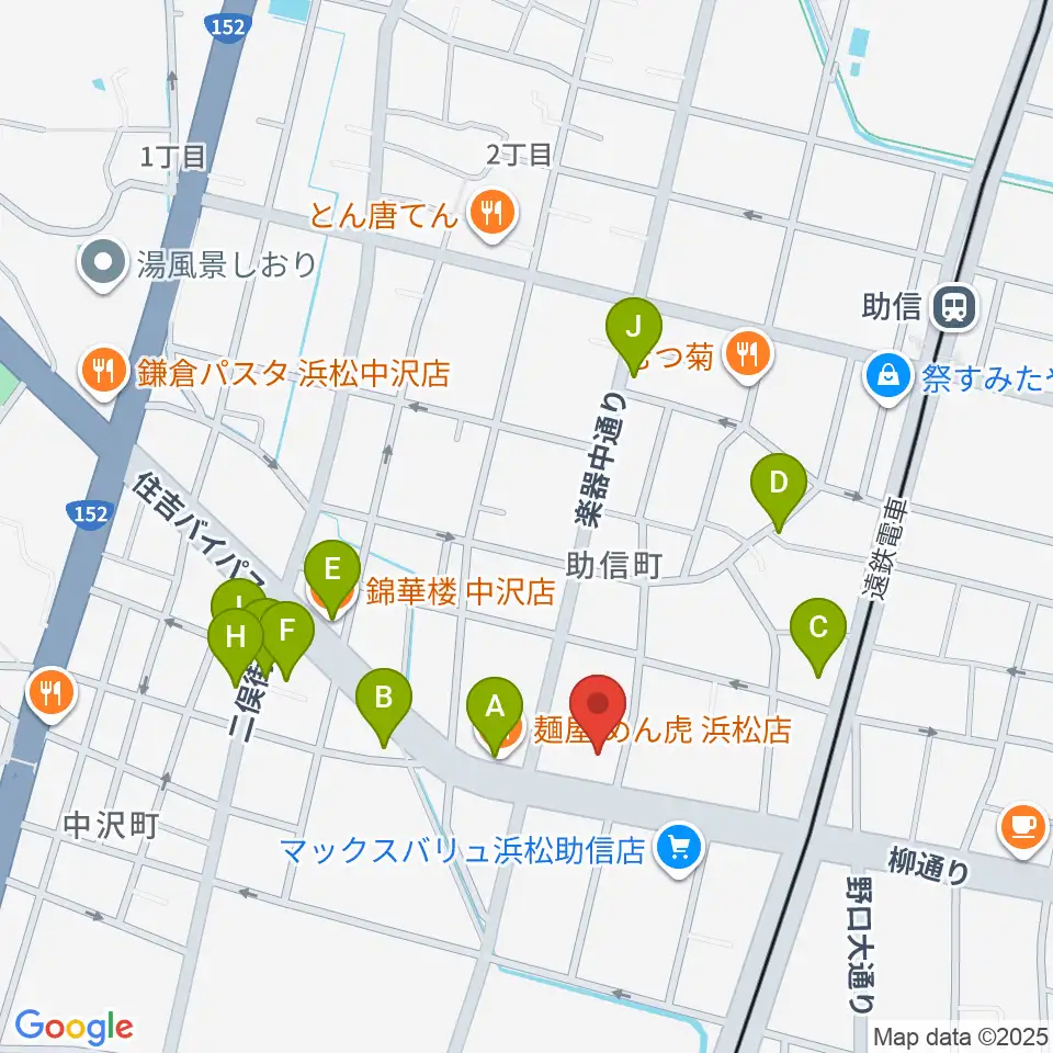 浜松中央センター ヤマハミュージック周辺のファミレス・ファーストフード一覧地図
