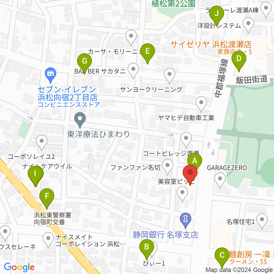 名塚センター ヤマハミュージック周辺のファミレス・ファーストフード一覧地図