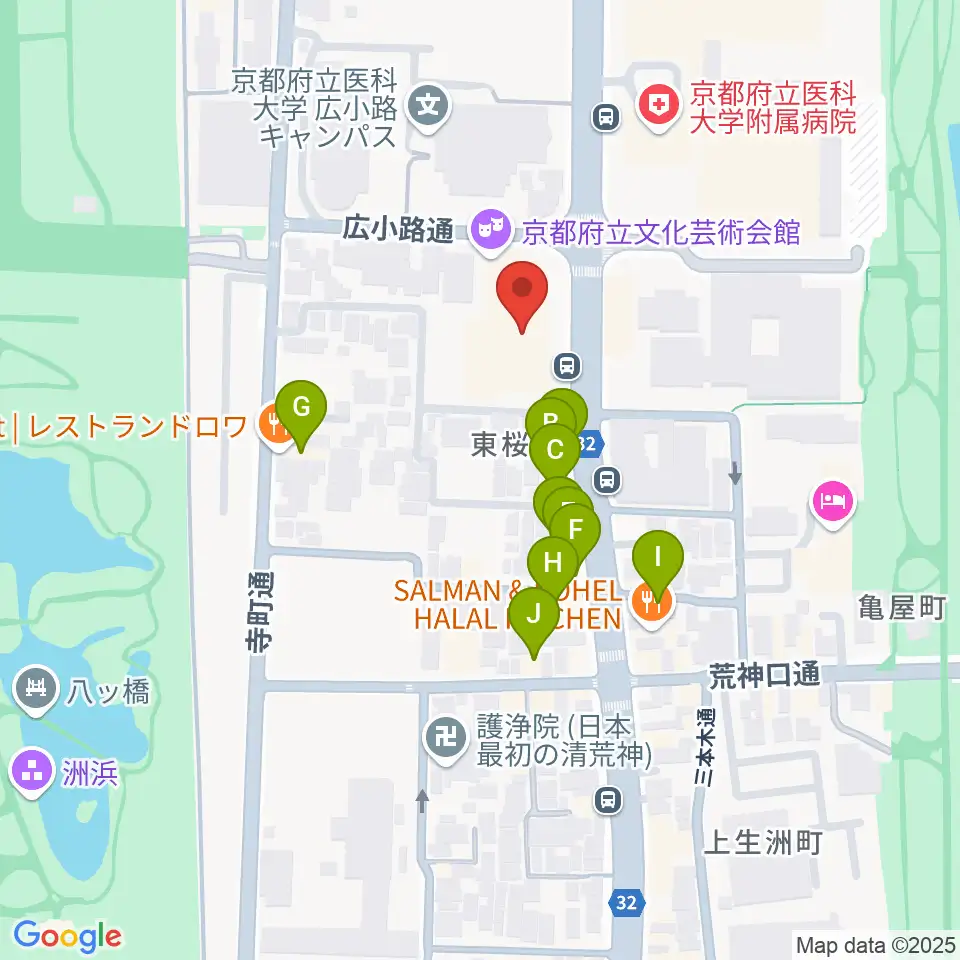 京都府立文化芸術会館周辺のファミレス・ファーストフード一覧地図
