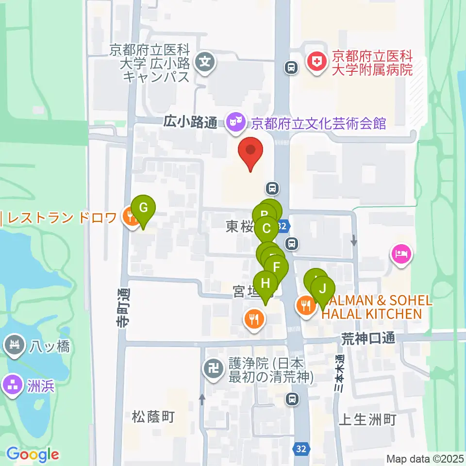 京都府立文化芸術会館周辺のファミレス・ファーストフード一覧地図