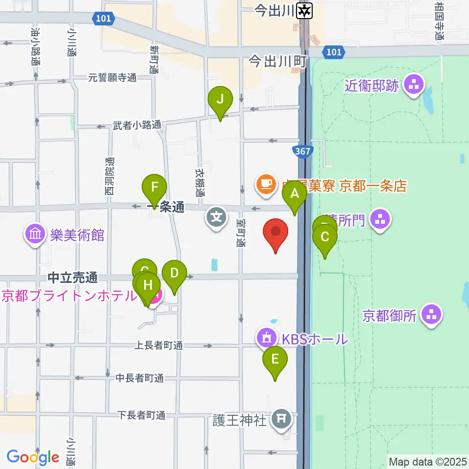 京都府立府民ホールアルティ周辺のファミレス・ファーストフード一覧地図