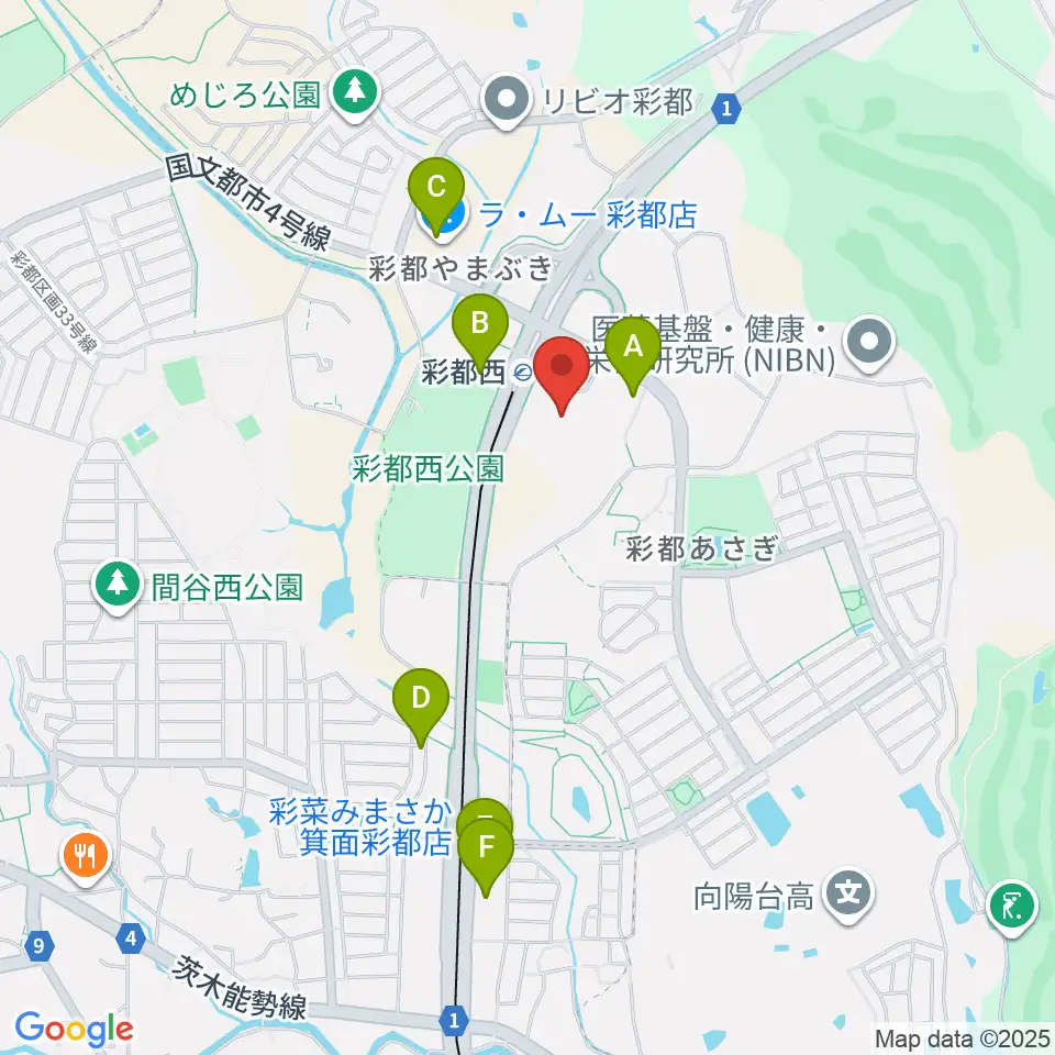 ヤマハミュージックセンター彩都 ヤマハミュージック周辺のファミレス・ファーストフード一覧地図
