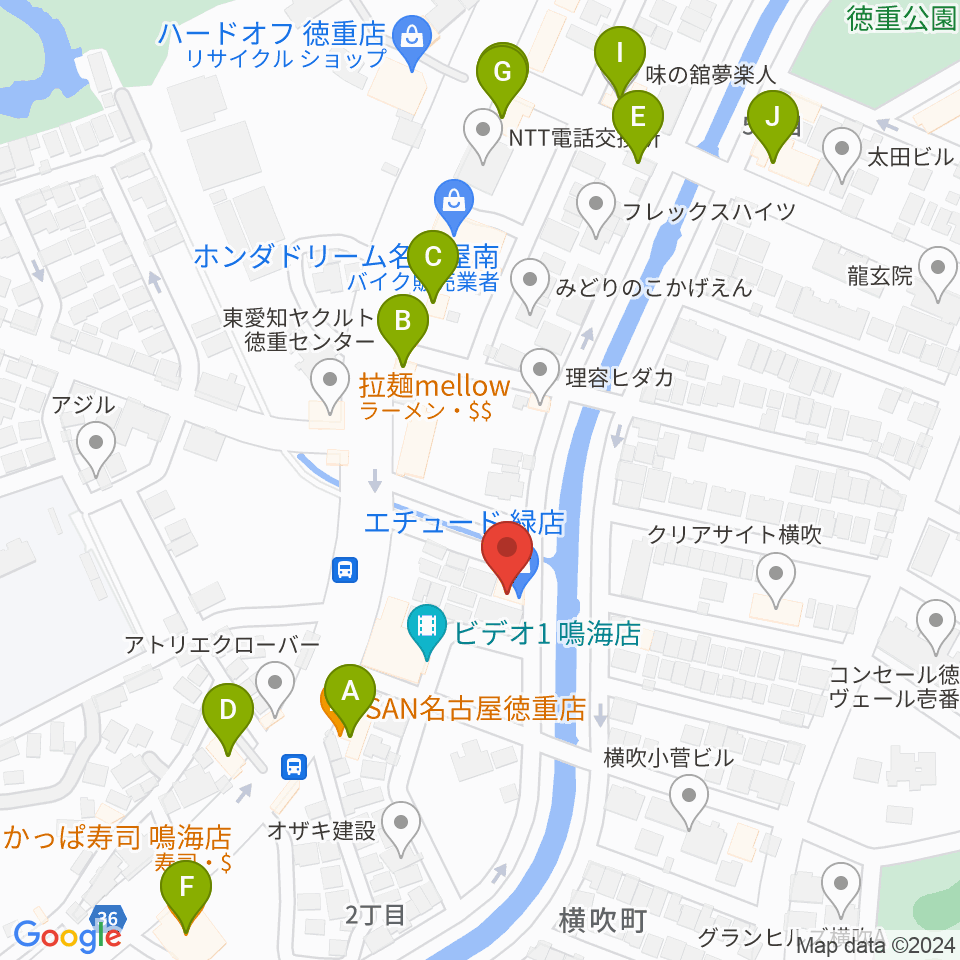 スタジオエチュード緑店周辺のファミレス・ファーストフード一覧地図