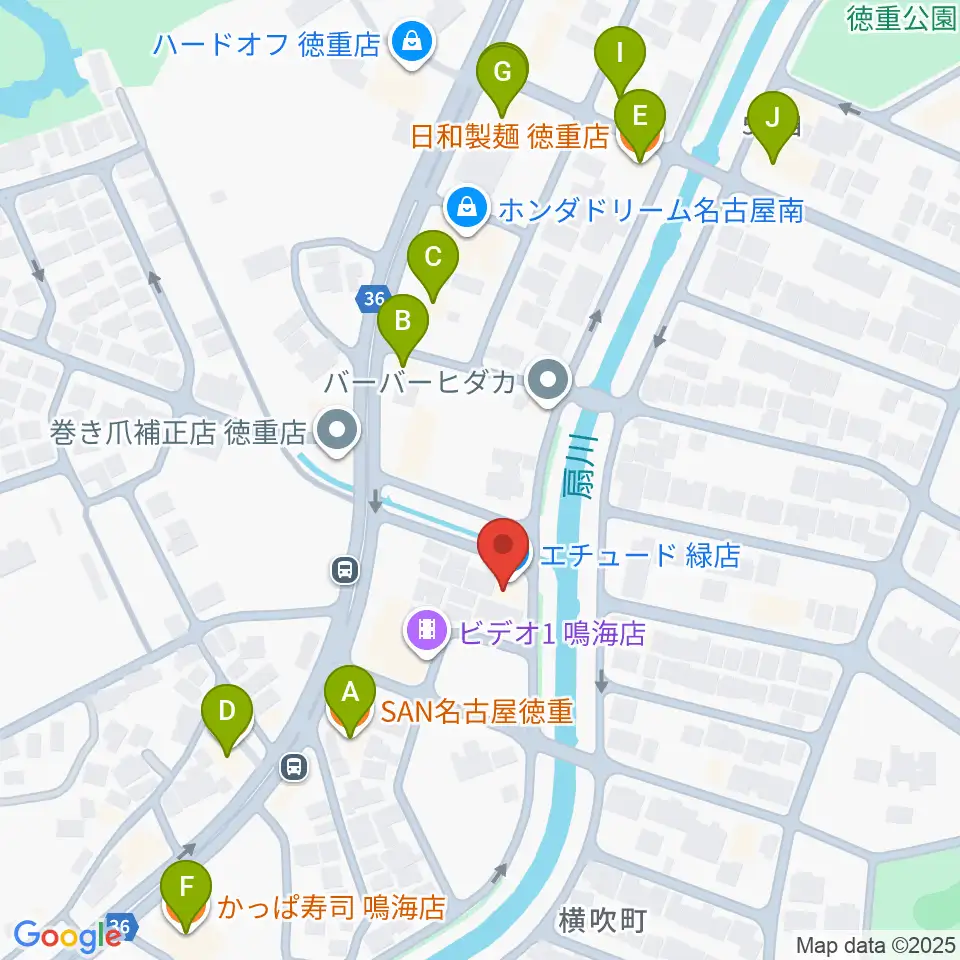 スタジオエチュード緑店周辺のファミレス・ファーストフード一覧地図