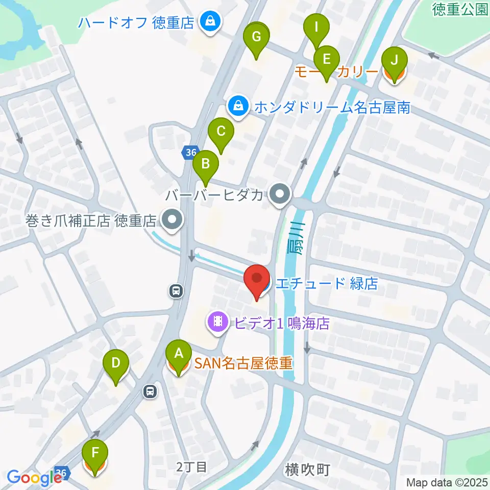 スタジオエチュード緑店周辺のファミレス・ファーストフード一覧地図
