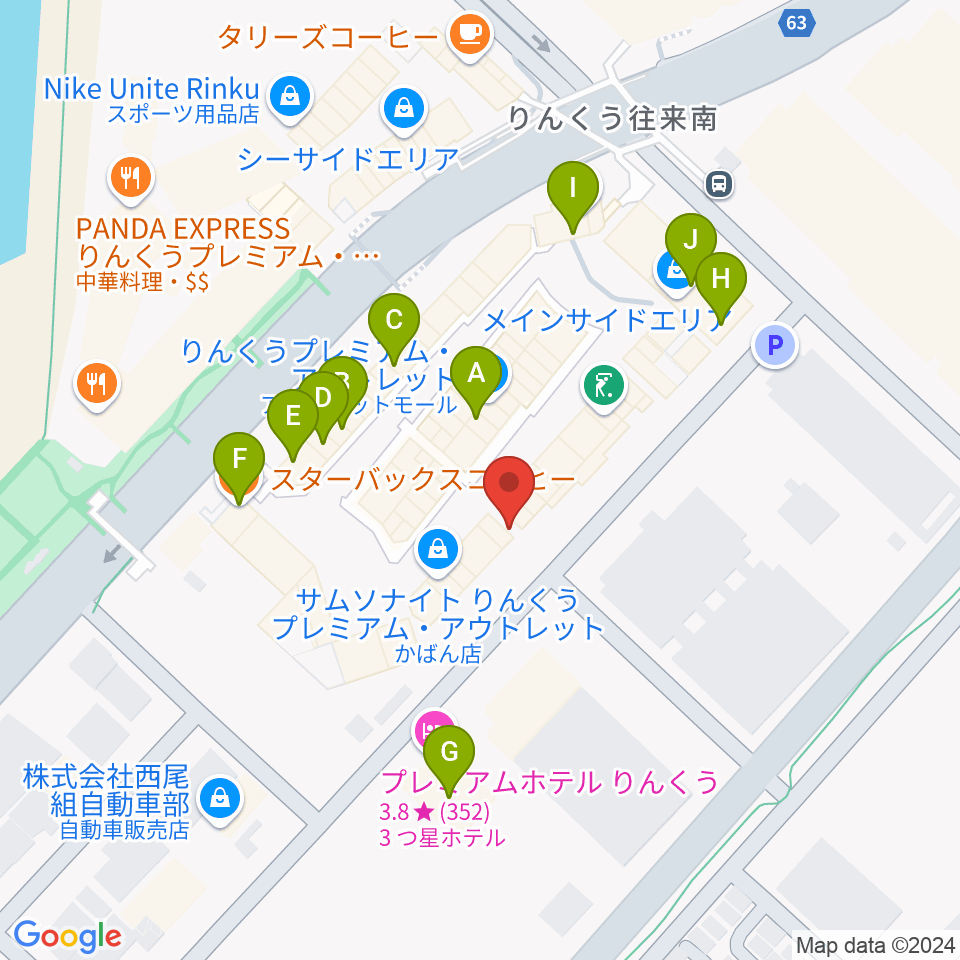 島村楽器 りんくうプレミアム・アウトレット店周辺のファミレス・ファーストフード一覧地図