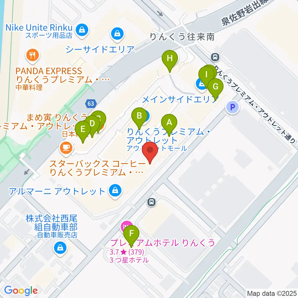 島村楽器 りんくうプレミアム・アウトレット店周辺のファミレス・ファーストフード一覧地図
