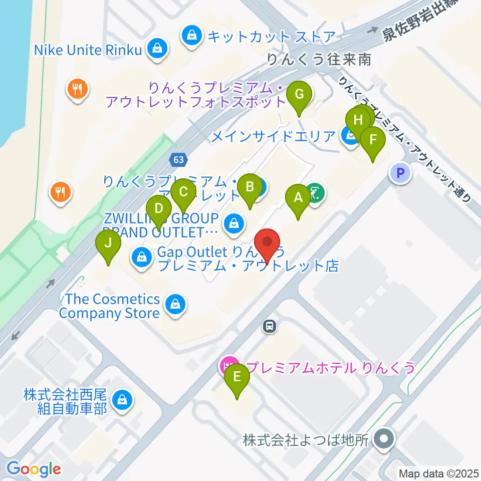 島村楽器 りんくうプレミアム・アウトレット店周辺のファミレス・ファーストフード一覧地図