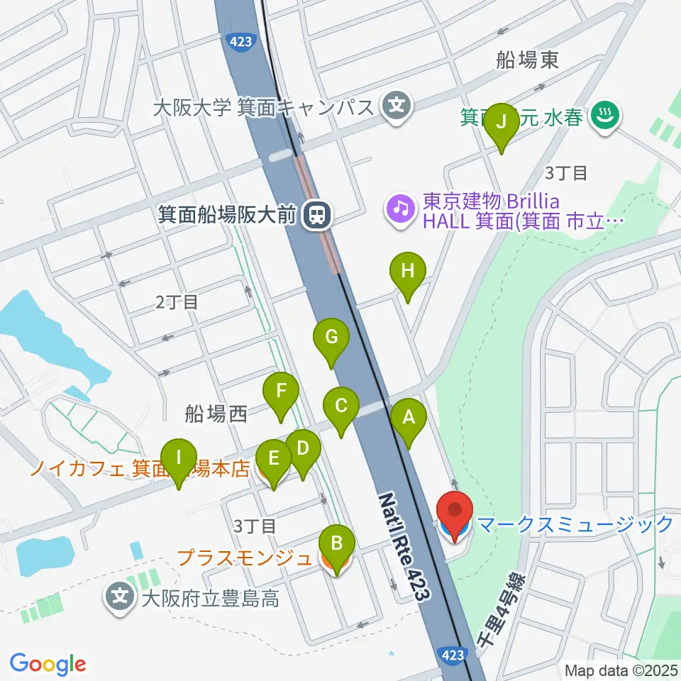 マークスミュージック周辺のファミレス・ファーストフード一覧地図