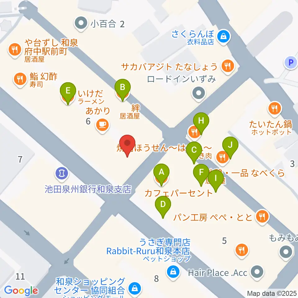 新日本ミュージック株式会社 音楽教室周辺のファミレス・ファーストフード一覧地図
