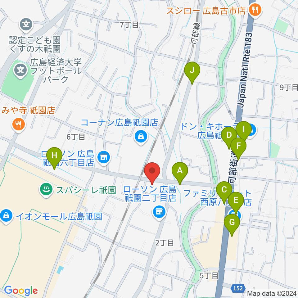 ユニスタイル安佐南 ヤマハミュージック周辺のファミレス・ファーストフード一覧地図