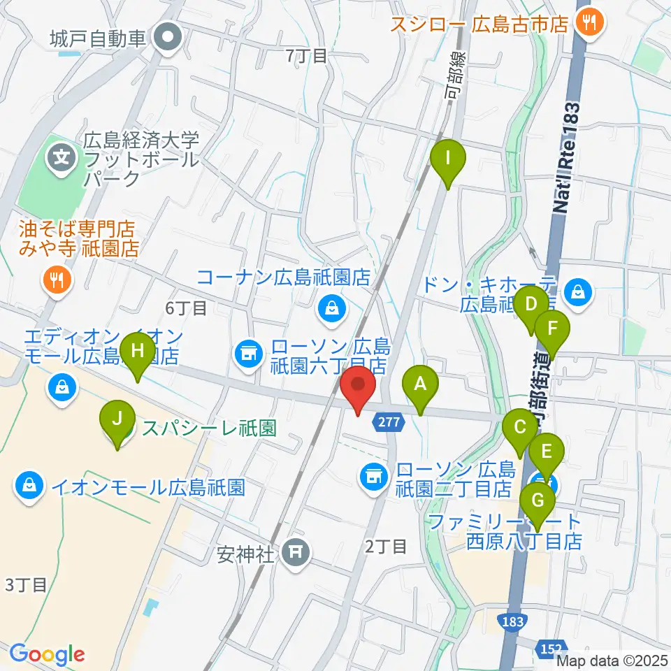 ユニスタイル安佐南 ヤマハミュージック周辺のファミレス・ファーストフード一覧地図