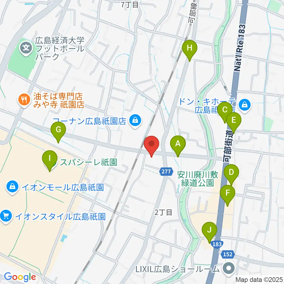 ユニスタイル安佐南 ヤマハミュージック周辺のファミレス・ファーストフード一覧地図