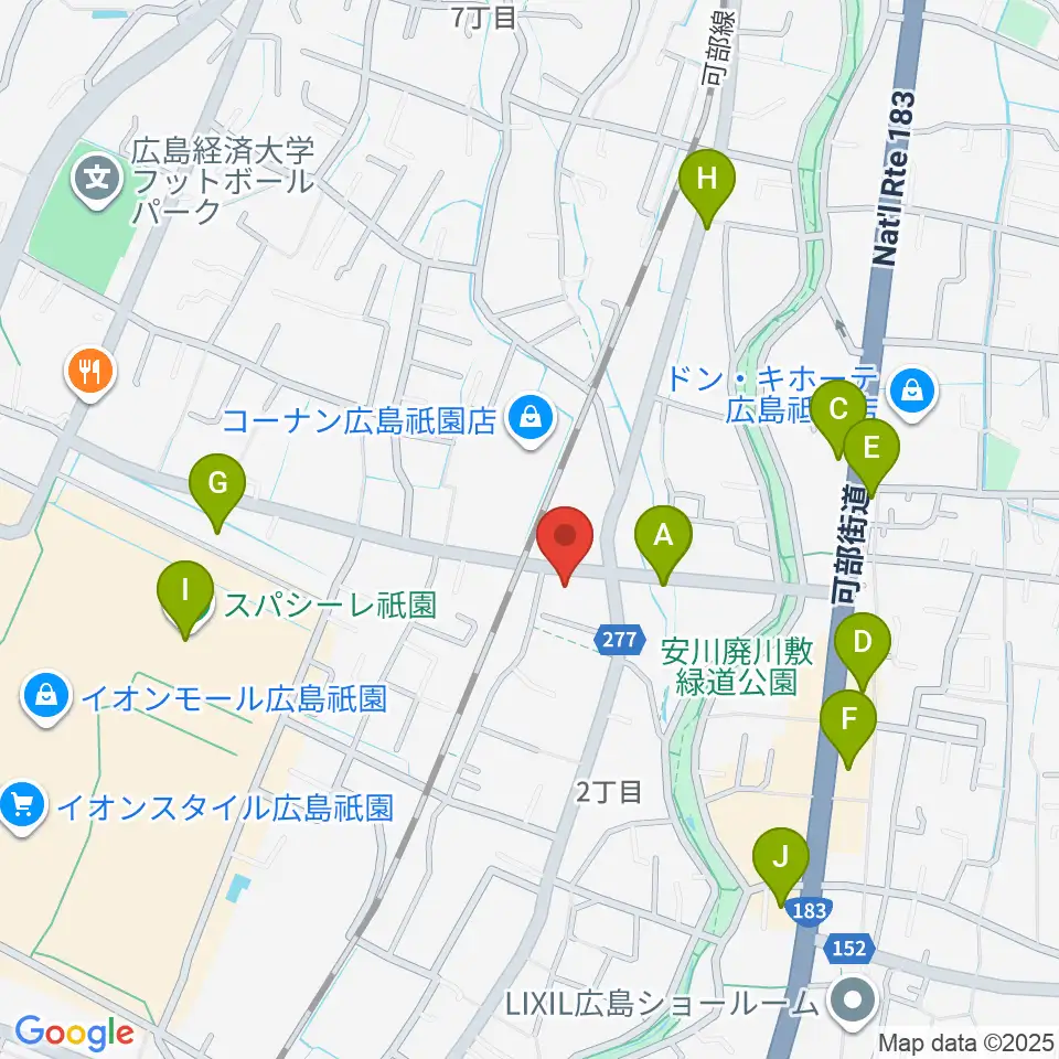 ユニスタイル安佐南 ヤマハミュージック周辺のファミレス・ファーストフード一覧地図
