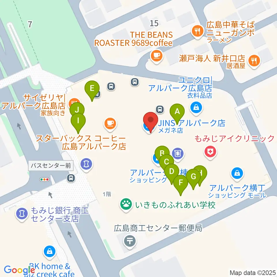 アルパークセンター ヤマハミュージック周辺のファミレス・ファーストフード一覧地図