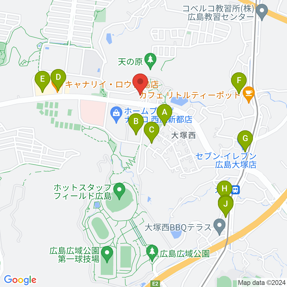 A.Cityセンター ヤマハミュージック周辺のファミレス・ファーストフード一覧地図