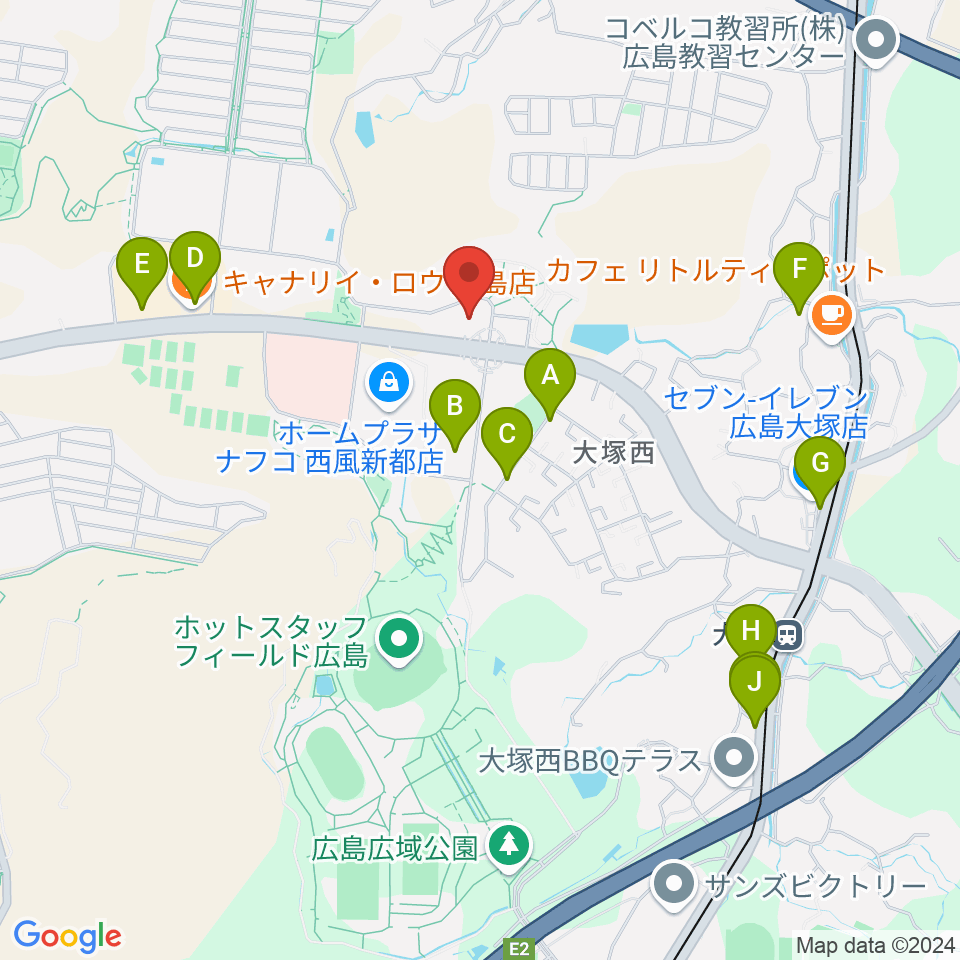 A.Cityセンター ヤマハミュージック周辺のファミレス・ファーストフード一覧地図